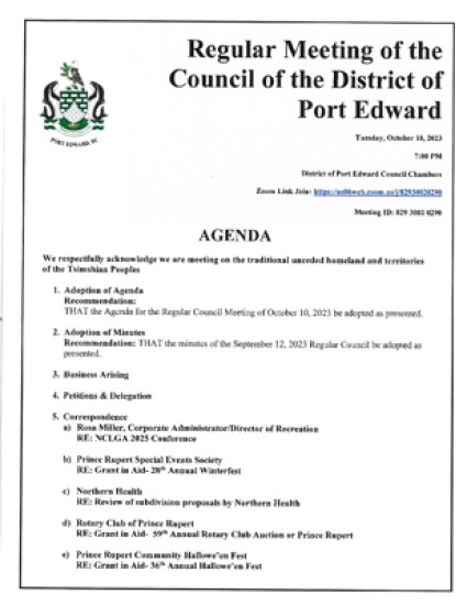 October 10, 2023 District Council Meeting