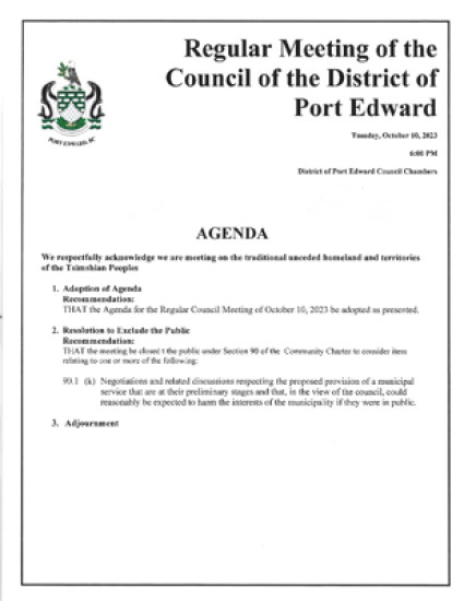 October 10, 2023 Special Council Meeting