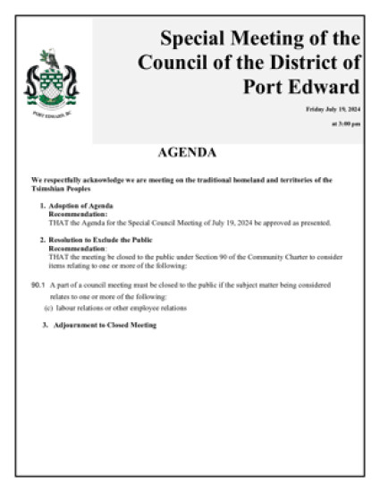 July 19, 2024 Special Council Meeting