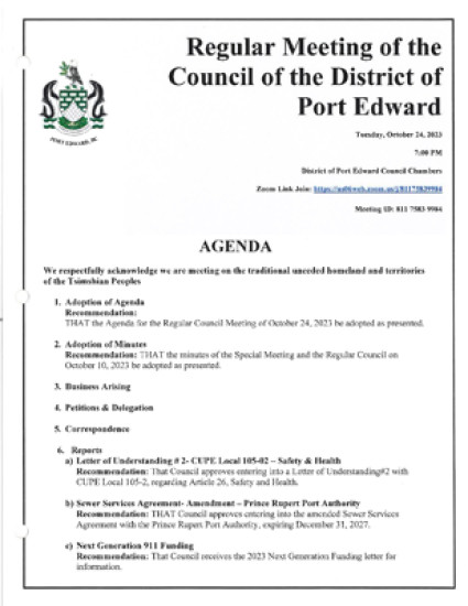 October 24, 2023 District Council Meeting