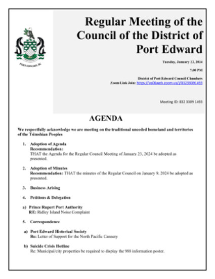 January 23, 2024 District Council Meeting