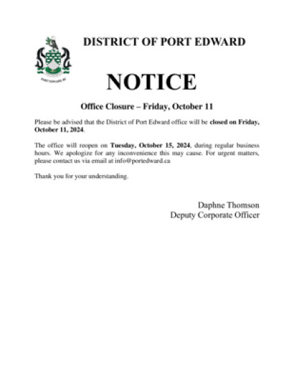 Public Notice - October 11, 2024 Office Closure