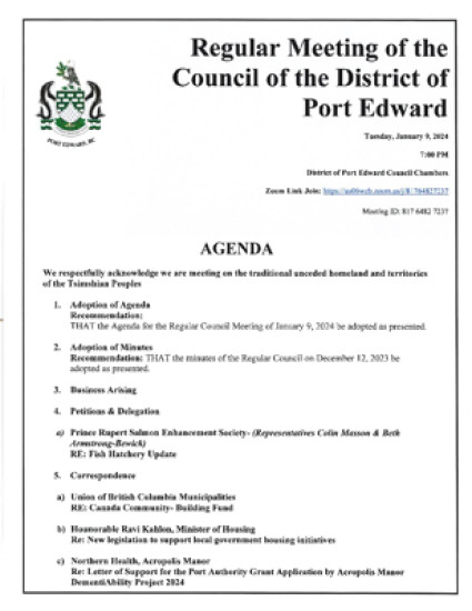 January 9, 2024 District Council Meeting