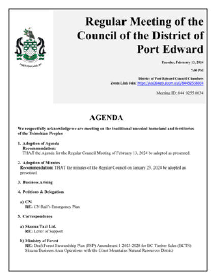 February 13, 2024 District Council Meeting