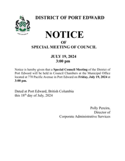 Special Meeting of Council July 19, 2024